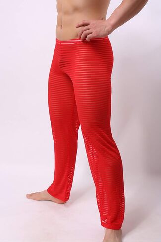 Men’s Summer Sexy Mesh See Thru Stretchy Lightweight Sleep Lounge Pants in Saudi Arabia