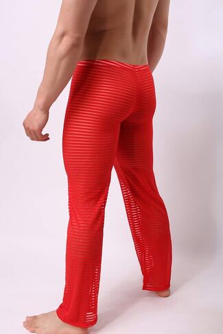 Men’s Summer Sexy Mesh See Thru Stretchy Lightweight Sleep Lounge Pants in Saudi Arabia