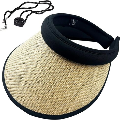 Sun Visor Women Straw Hat Clip on Large Wide Brim Beach Cap Golf in Saudi Arabia