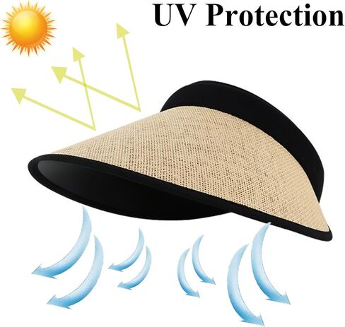 Sun Visor Women Straw Hat Clip on Large Wide Brim Beach Cap Golf in Saudi Arabia