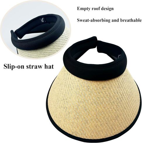 Sun Visor Women Straw Hat Clip on Large Wide Brim Beach Cap Golf in Saudi Arabia