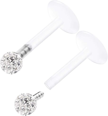 قطعتان من اقراط ثقب الشفاه الشفافة من بيوفليكس قياس 16 5/16 8 ملم، اقراط ثقب مونرو 2875, غير متوفر, ان ايه in Kuwait