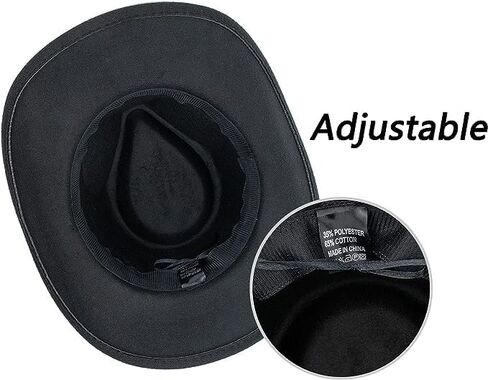 Western-Cowboy-Hat Cowgirl-Hat for Men Women - Classic Felt Fedoras with Rhinestones Decor Band for Party Stage Daily Wear in Saudi Arabia
