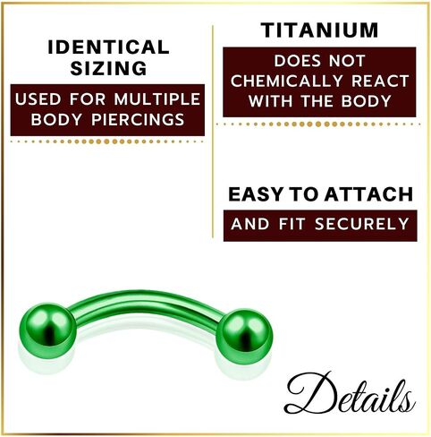 MATIGA Anodized Titanium 16 gauge 5/16 8mm Curved Barbell Bar Piercing Jewelry Daith Lip Labret Helix Tragus 3mm Ball More Choices in Saudi Arabia