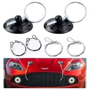 Universal Aluminum Vehicle Hood Pins Kit, Quick Release Latch Bumper, License Plate Lock Clip, Car Racing Hood Pin Lock Appearance Kit Diameter 2.5 inch (Black, Pack of 2)