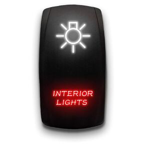 Interior Lights - Orange - Laser Etched Toggle Switch 20A 12V - Vertical Rocker Switch 5-Pin DPST