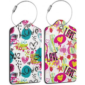 2 Pack Luggage Tags with Spider On Spider Web for Suitcases, Spider Web PU Leather Luggage Tag Accessories Privacy Cover ID Label with Stainless Steel Loop for Travel Bag for Women Girls Teens