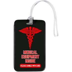 Medical Equipment Luggage Tag for Travel, Suitable for CPAP Equipment, Diabetic Supplies, Respiratory Devices, 1 Luggage Tag (Red and White)