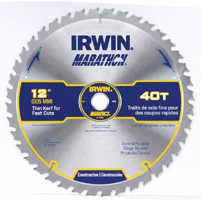 IRWIN Tools MARATHON Carbide Table/Miter Circular Blade, 12-Inch, 40T (14080)
