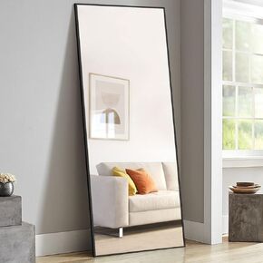 NeuType 71"x24" Large Mirror Full Length Mirror Aluminum Alloy Frame Floor Mirror Wall-Mounted Mirror for Living Room, Bedroom, Hanging or Leaning Against Wall, Black (No Stand) in Saudi Arabia