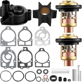Compatible with 96148Q8 Water Pump Repair Kit, 2 Pcs Compatible with 75692Q2 Thermostat Kit Mercury Mariner Outboards Mercruiser GLM 13340 Replaces 46-96148Q,46-96148A8,46-96148T8,18-3217
