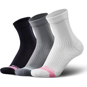 BRISIRA Bamboo Viscose Athletic Compression Socks for Women Cushion Moisture Wicking Anti Blister Quarter Running Socks