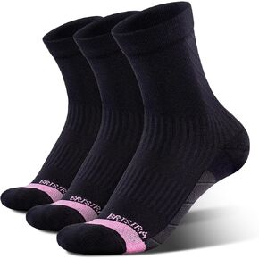 BRISIRA Bamboo Viscose Athletic Compression Socks for Women Cushion Moisture Wicking Anti Blister Quarter Running Socks