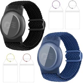 2-Pack Princess-Cruise-Medallion-Holder 4-Pack Waterproof-Clear-Luggage-Tag - Zip Seal Etag Pouch with 4 Steel Loops Compatible with Princess Cruise Medallion for Women Men (Denim Blue+Rainbow)