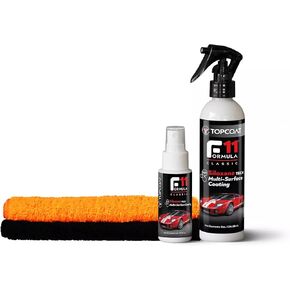 TopCoat F11 Polish & Sealer for Cars, Bikes and More – Water-Based Alternative to Ceramic Wax - 16 oz F11 Kit with Travel Bottle and 2 Microfiber Towels