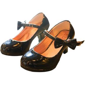 Girls PU Leather High Heel Shoes Bowknot Girls Dress Shoes