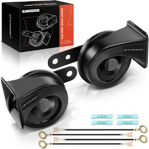 A-Premium Dual Snail Horn High Low Universal Electric Horns - 12V 110dB - Compatible with most Passenger Cars, Commercial/Off-Road Vehicles, Gas Cars, Electric Cars, Motorcycles & Trucks, 80 mm
