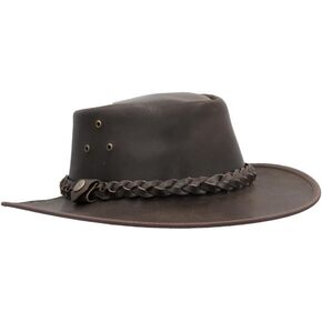 Walker and Hawkes - Leather Cowhide Outback Braided Traveller Hat