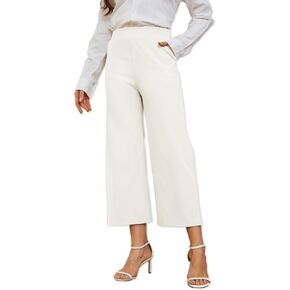 Women's Wide Leg Capri Pants Work Cropped Pants Casual Summer Capris High Waisted Crop Palazzo