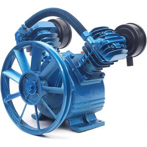 LOYALHEARTDY Air Compressor Pump Head 3HP 175PSI Twin Cylinder V Style Air Compressor Pump Replacement, Exhaust Cylinder Cast Iron Compressor Head Pump,Blue