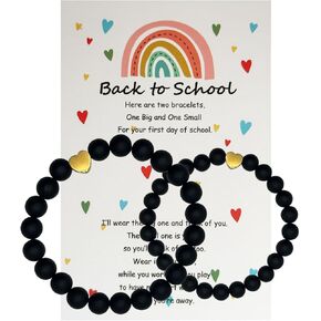Back to School Bracelets Matching Heart Mommy and Me Wish Strings Bracelet Set First Day of School Gifts