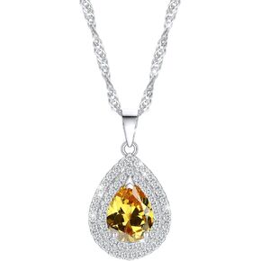 Dainty Teardrop Necklace for Women, Simple Sliver Cubic Zirconia Necklace, Cute Solitaire CZ Necklace Jewelry Gift for Girls Wife Sister Lover