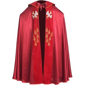 BLESSUME Cope Catholic Church Bishop Vestment Birds IHS Embroidery Cape (Red)