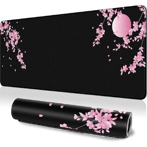 Boho Pink Desk Mat Modern Abstract Cute Large Mouse Pad XL 31.5x11.8in 3mm Non-Slip Rubber Base Extended Kawaii Pink Mousepad Stitched Edges Keyboard Mouse Mat Desk Accessories for Women Office Decor