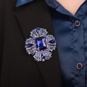 Kercisbeauty Mens Suit Big Blue Crystal Brooch Pin Groom Corsage Special Occasion Party Jewelry for Unisex Cloth in Kuwait