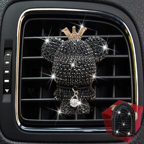 Bling Cute Diamond Bear Air Vent Clips Car Accessories,Shiny Crystal Bear Car Air Freshener Vent Clip,Rhinestone Car Decor Interior,Holiday Gift for Boys Girls Friends Family (Black)