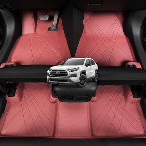 EKR Custom Fit Full Set Car Floor Mats for Select Toyota RAV4 2013 2014 2015 2016 2017 2018 - Leatherette (Black)