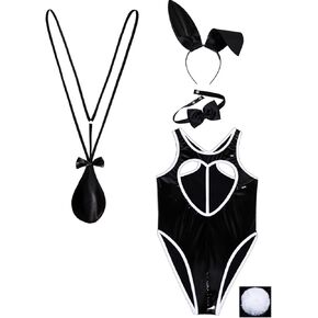 Kaei&Shi Mens Lingerie Exotic G String Thong Black & Mens Bunny Maid Costume Set Black