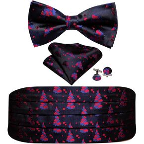 YOHOWA الرجال عيد الميلاد Cummerbund ربطة القوس فيونكة مجموعة قبل تعادل بووتيس جيب مربع أزرار أكمام حفلة رسمية Texdo عيد الميلاد عطلة عطلة