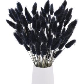 JOHOUSE 120PCS Dried Bunny Tail Grass, 16inch Dried Pampas Grass Natural Dried Lagurus Ovatus for Boho Home Wedding Decor Black