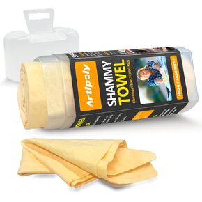 Premium XL Shammy Cloth for Car Drying (34"x25")-Super Absorbent Chamois Towel for Car-Reusable Shammy Towel for Car, Bathroom,Pets, Dust Remove, No Spots/Streak/Scratch