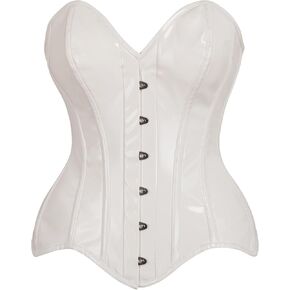 Daisy corsets Womens Top Drawer White Patent Leather Steel Boned Overbust CorsetCorset