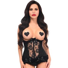 Daisy corsets Womens Lavish Black Lycra & Lace Hook & Eye Stretch Underbust CorsetCorset