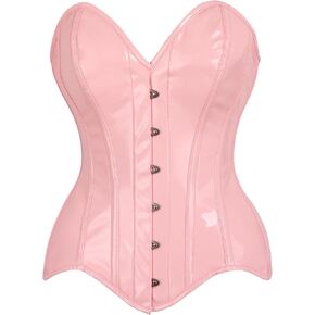 Daisy corsets Womens Top Drawer Lt Pink Patent Leather Steel Boned Overbust CorsetCorset