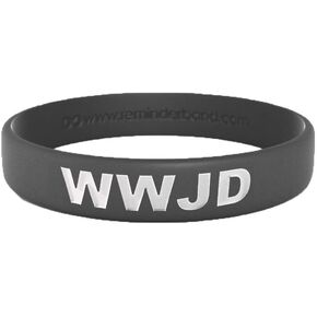 WWJD Black 100% Silicone Wristband - Silicone Rubber Bracelet - Christian Religious Events, Gifts, Support, Causes, Fundraisers, Awareness - Men, Women, Kids