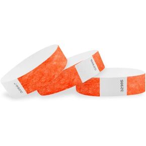 WristCo Coral Red Tyvek Wristbands for Events - 200 Count - Comfortable Tear Resistant Paper Bracelets ID Wrist Bands for Concerts Festivals Admission Party Identification