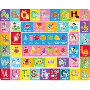 IMIKEYA Play Rugs Playroom Mat with Colorful Pattern, Playtime Collection ABC Alphabet, Seasons, Months, Fruit and Shapes Playmat Educational Rug for Kids Playroom Bedroom, 55 x 43.3 Inch