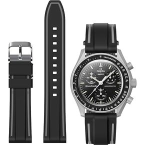 WatchBands لساعة Moonswatch المطاطية لأوميغا x سواتش MoonSwatch 20 مم رولكس سيكو ساعة كربون فيرب الحبوب سيليكون للرجال مع سوار بديل من الفولاذ المقاوم للصدأ سوار أصلي أوميغا x سواتش MoonSwatch Speedmaster