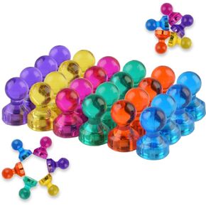 24 Pack Magnets Whiteboard Push Pins,6 Assorted Color Fridge Magnetic Pushpins,Refrigerator Magnet Push Pin,for Home,Office,School,Map,Calender