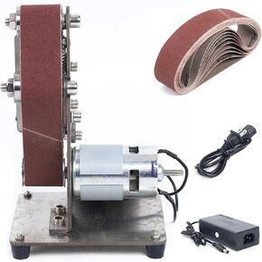 100W Mini Electric Belt Sander Machine 13 * 1.2IN Belt Machine Sanding Machine Electric Bench Grinder Polisher Sharpener Desktop Electric Polishing Grinding Belt Machine for Wood Metal 110V