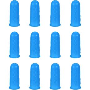 uxcell Silicone Finger Protectors, Anti-Slip Finger Cover, Finger Tips for Sewing, Sorting Paper, Red, Large Size, 12 Pcs