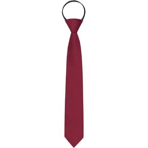 Boys Black Tie, Kids Ties for Boys 6-12 Years Zipper Solid Color Pre-tied Adjustable Necktie for Wedding Graduation