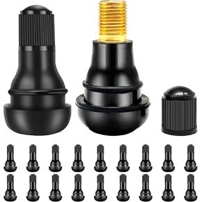 20PCS TR414 Tubeless Valve Stem Rubber Snap Valve Stem Black Standard Length Replacement Tire Valve Stem for Tubeless Rim Holes for Automotive Tires for Standard Vehicle Tires DD008-414