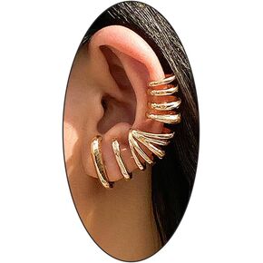 Non Pierced Ear Cuff Statement Earrings for Women Teen Girls,14K Gold Geometric Hollow Cartilage Cuff Earrings Party Prom Ear Clips Jewelry Gifts