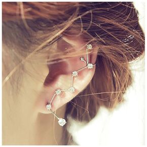 Boho Crystal Ear Cuff Earrings Rhinestone Dipper Ear Climber Earrings Silver Cz Crawler Earrings Sparkly Cz Ear Clip Earrings Jewelry for Women and Girls