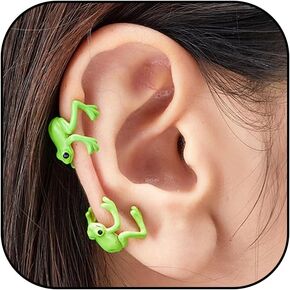 Frog Earrings for Women Trendy Green Frog Ear Cuffs Non Pierced 3D Animal Earrings Cool Fun Frog Jewelry Gifts